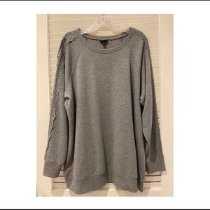 Torrid Gray Sweatshirt with Lace Sleeves